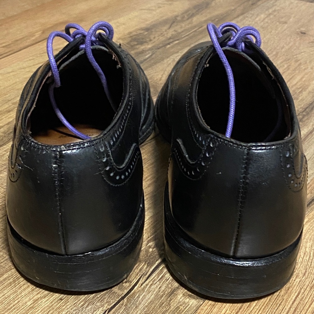 Allen Edmonds Marlow Mens Black Leather Wingtip Oxford Shoes Size 7.5 D - Picture 8 of 9